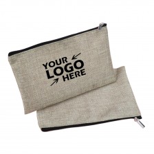 Immitation Jute Zipper Pouch